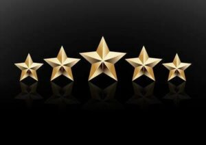 "Icône cinq étoiles – haute satisfaction clients"