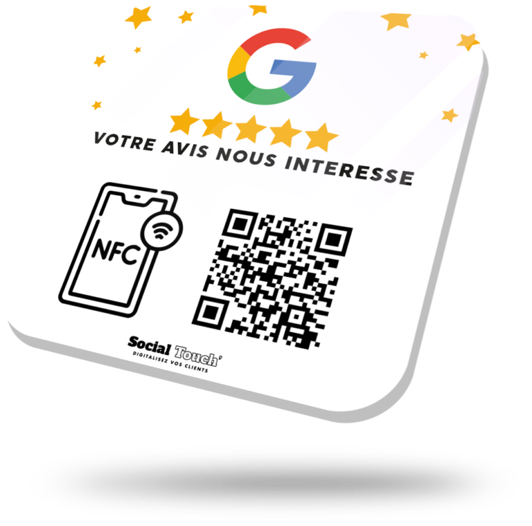 plaquette nfc qr code pour récolte d'avis google