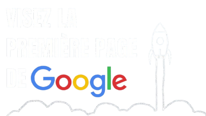 infographie "visez la première page google" avec une fusée